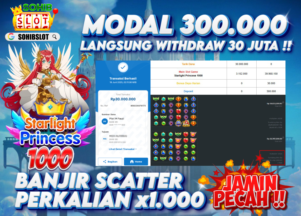 MODAL 300 Ribu Dapat 30 Juta di Starlight Princess 1000